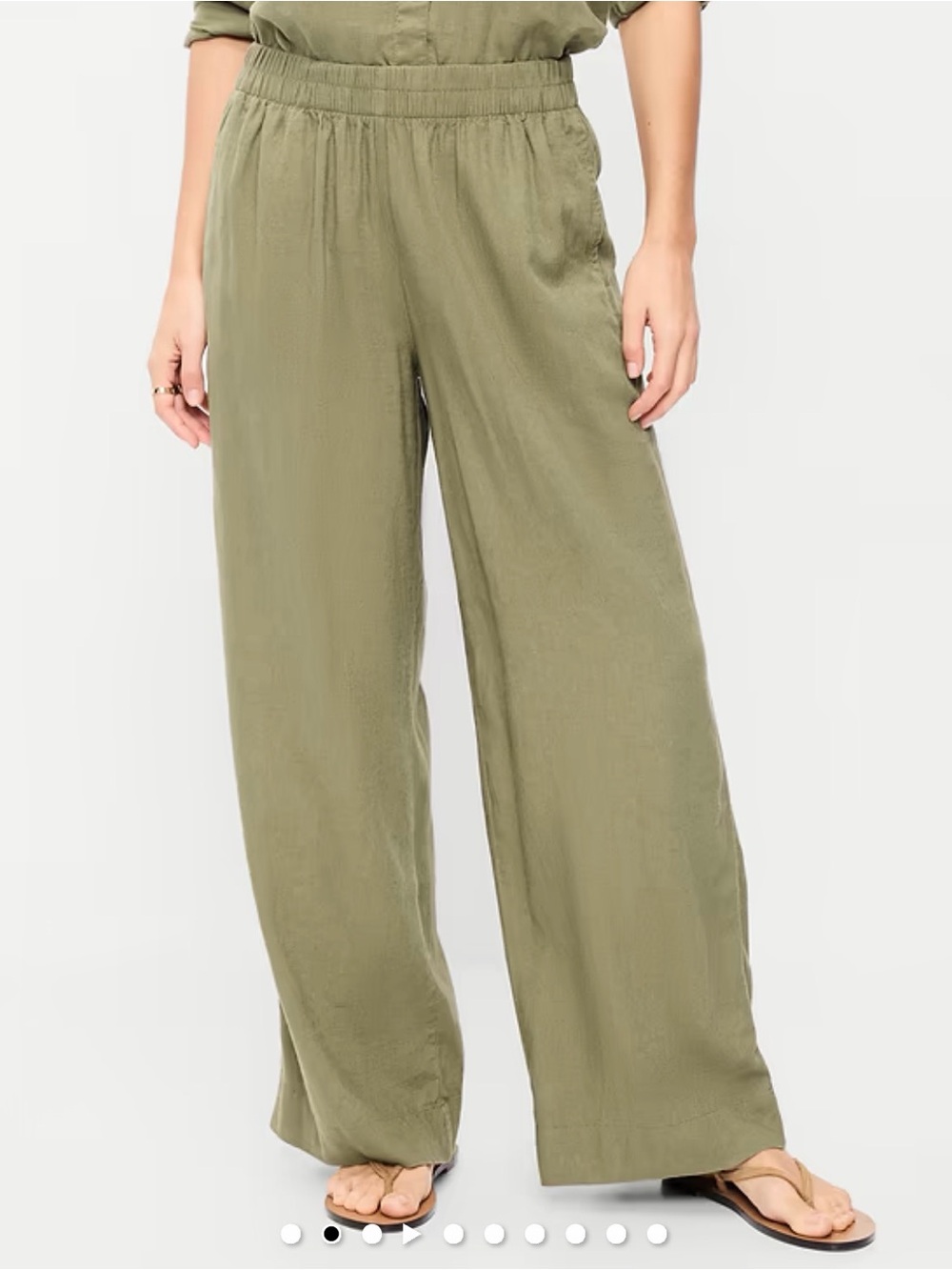NWOT Old Navy Olive Wide-Leg Elastic Waist Pants, Size L